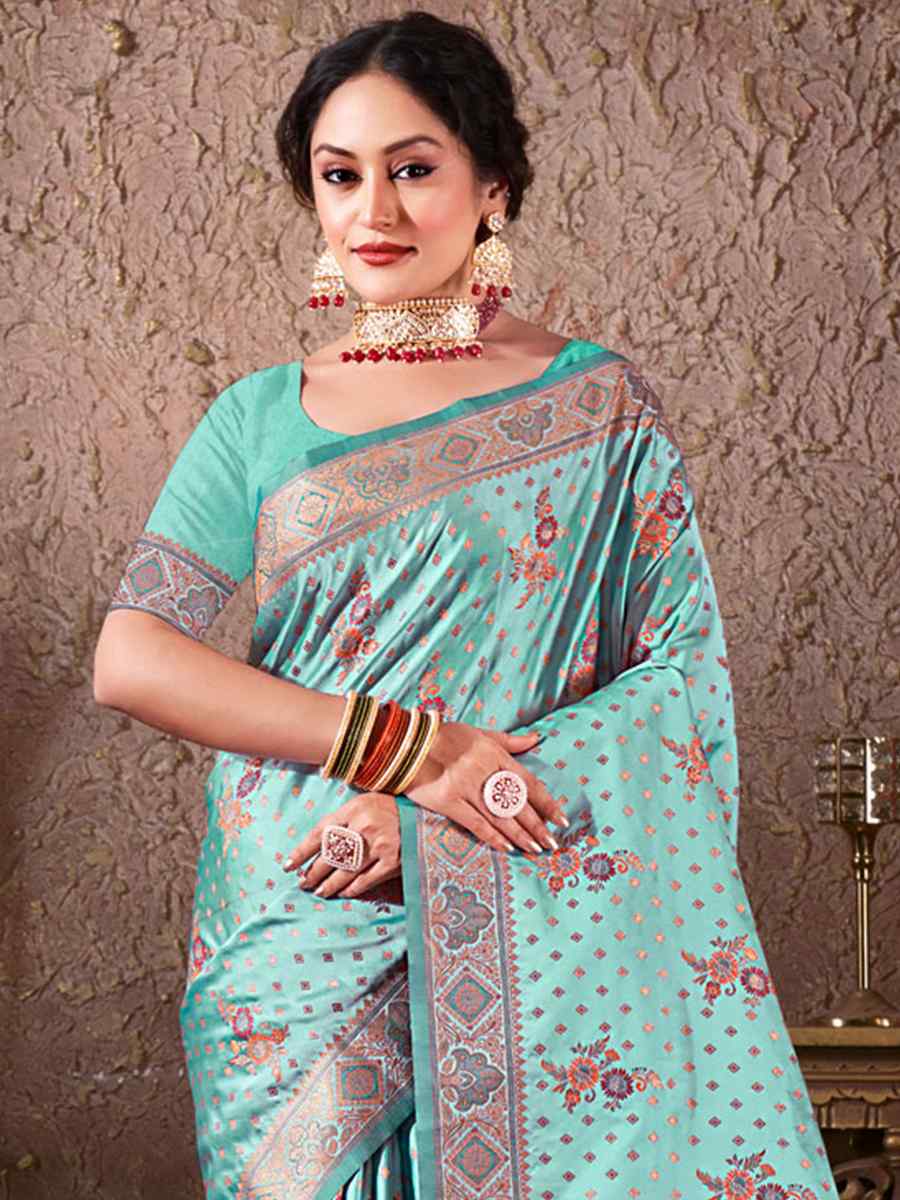 Sky Silk Handwoven Wedding Festival Heavy Border Saree