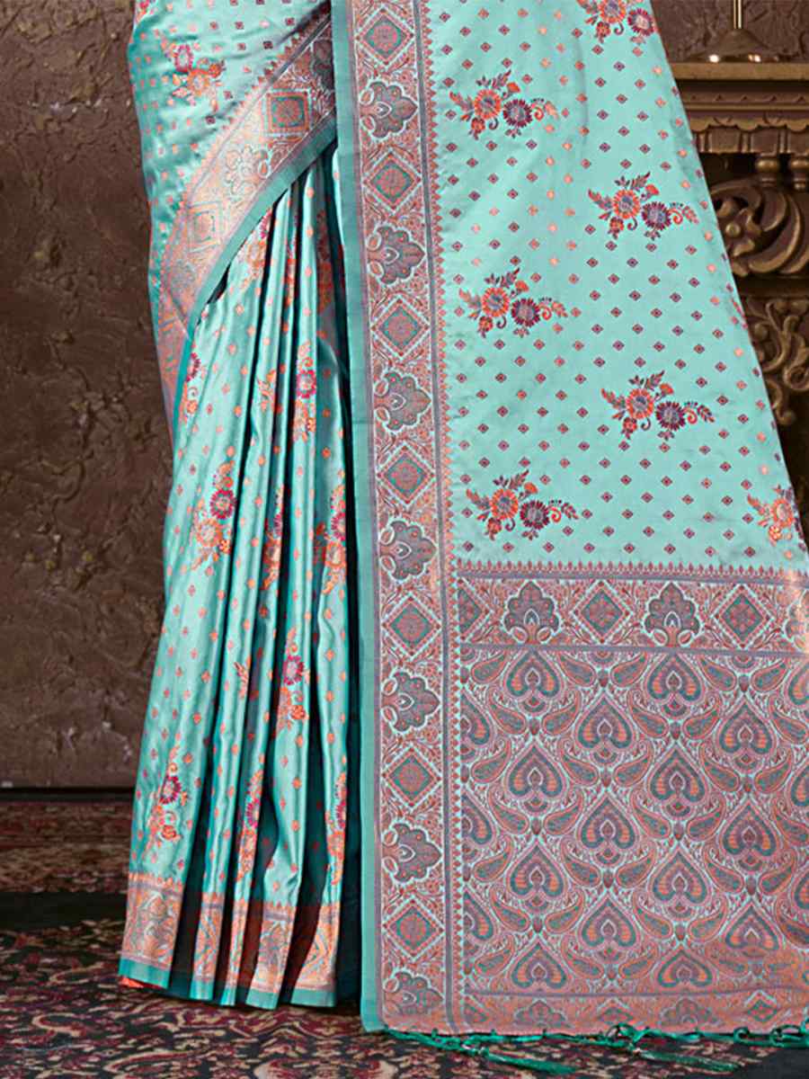 Sky Silk Handwoven Wedding Festival Heavy Border Saree