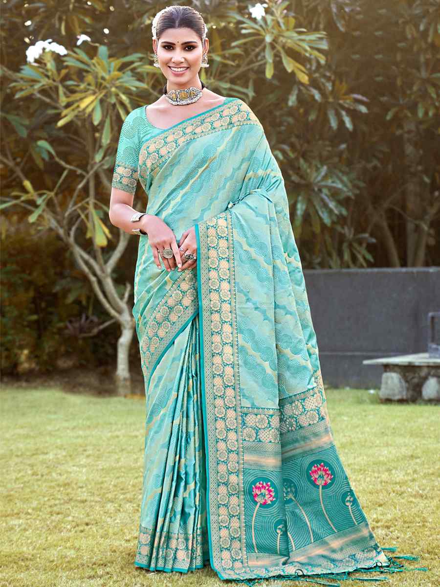 Sky Silk Handwoven Wedding Festival Heavy Border Saree