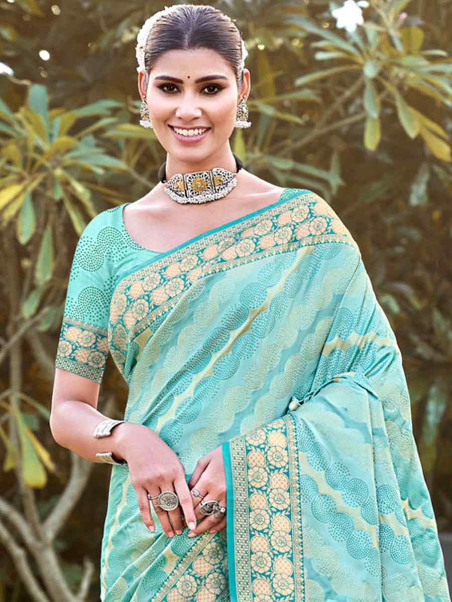 Sky Silk Handwoven Wedding Festival Heavy Border Saree