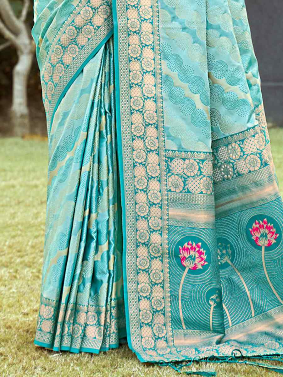 Sky Silk Handwoven Wedding Festival Heavy Border Saree