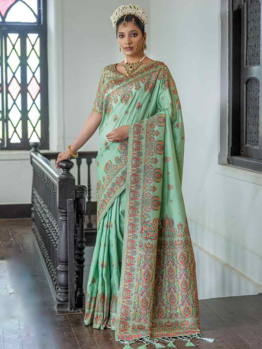 Sky Silk Handwoven Wedding Festival Heavy Border Saree