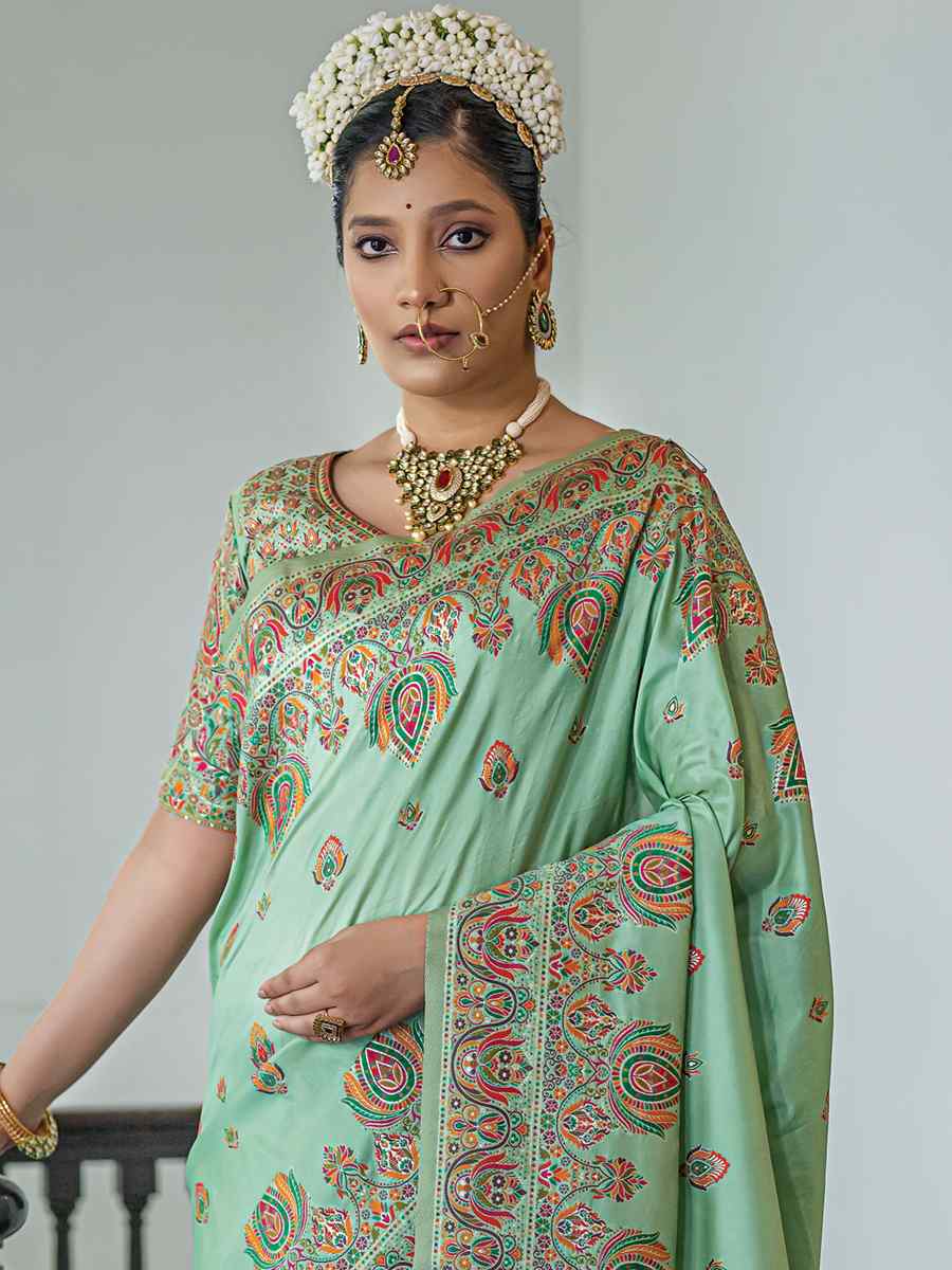 Sky Silk Handwoven Wedding Festival Heavy Border Saree