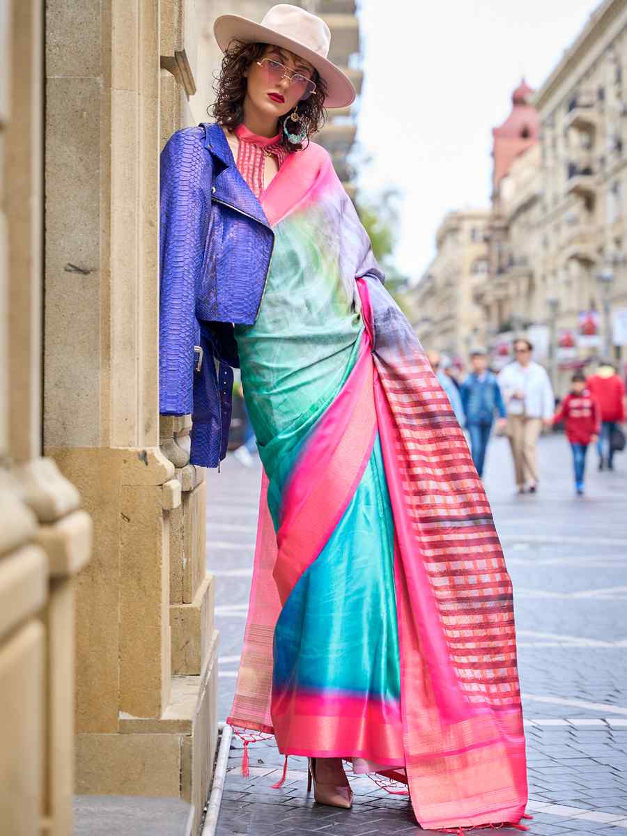 Sky Silk Printed Casual Party Classic Style Saree