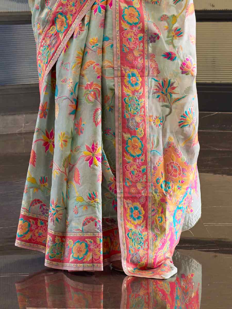 Sky Silk Printed Party Festival Contemporary Saree