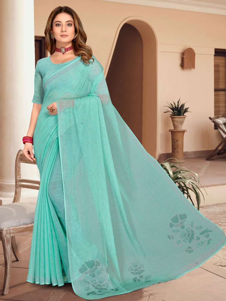 Sky Simmer Silk Handwoven Party Festival Classic Style Saree