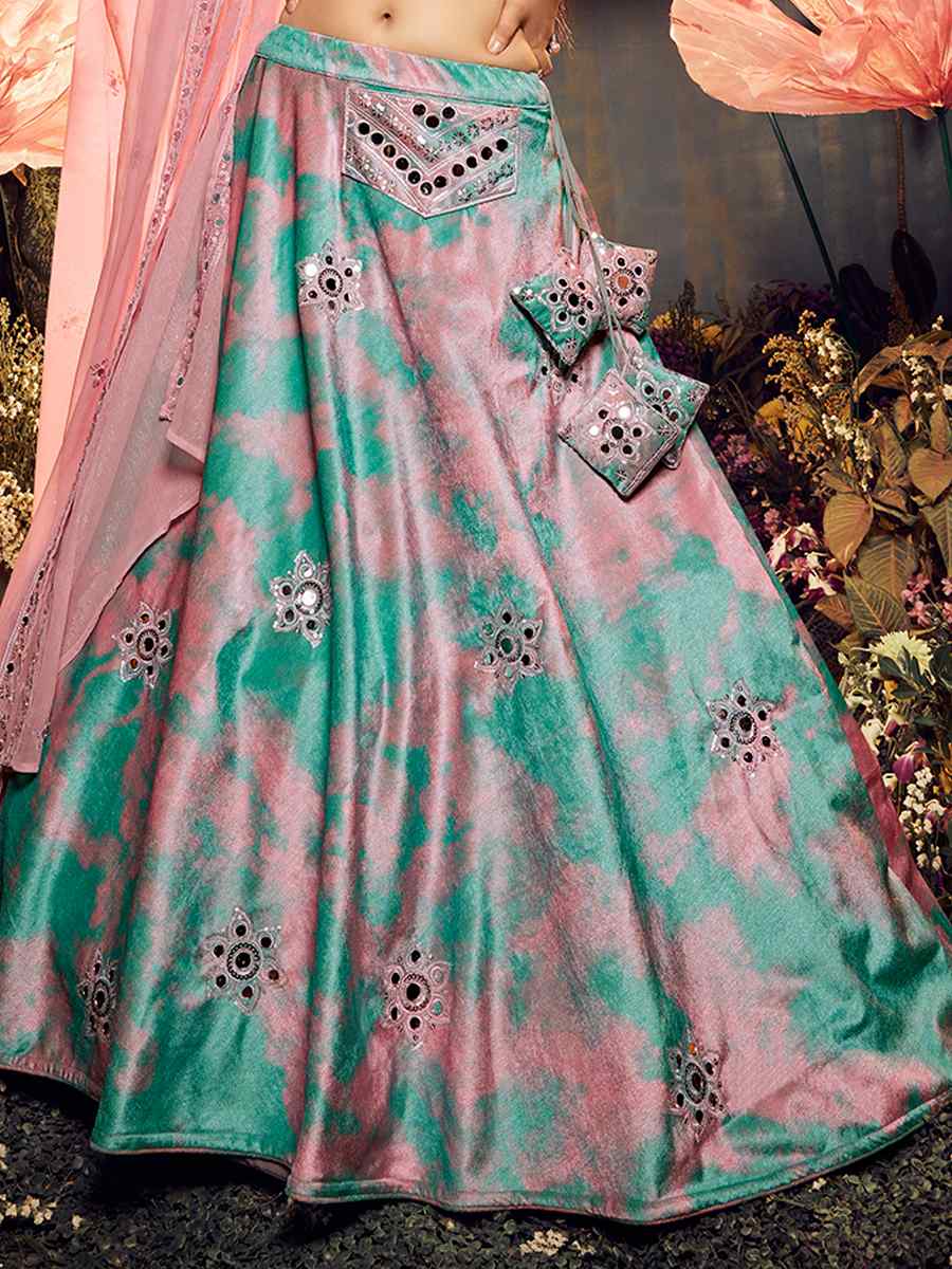 Sky Velvet Embroidered Festival Party Wear Circular Lehenga Choli