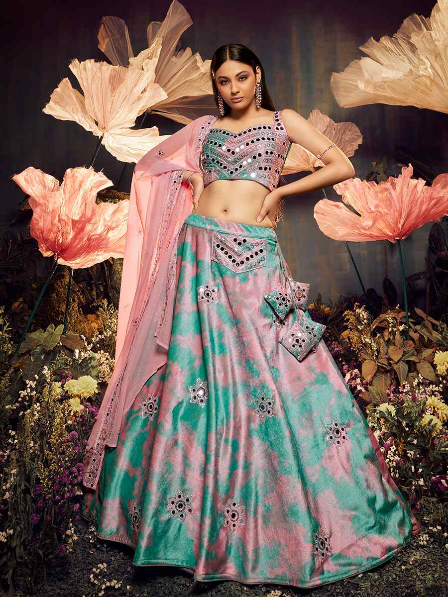 Sky Velvet Embroidered Festival Party Wear Circular Lehenga Choli