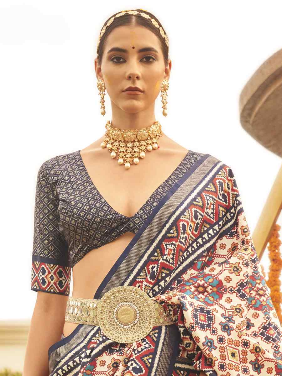 Smokey Grey Mercerized Sigma Silk Printed Casual Festival Contemporaryr Saree