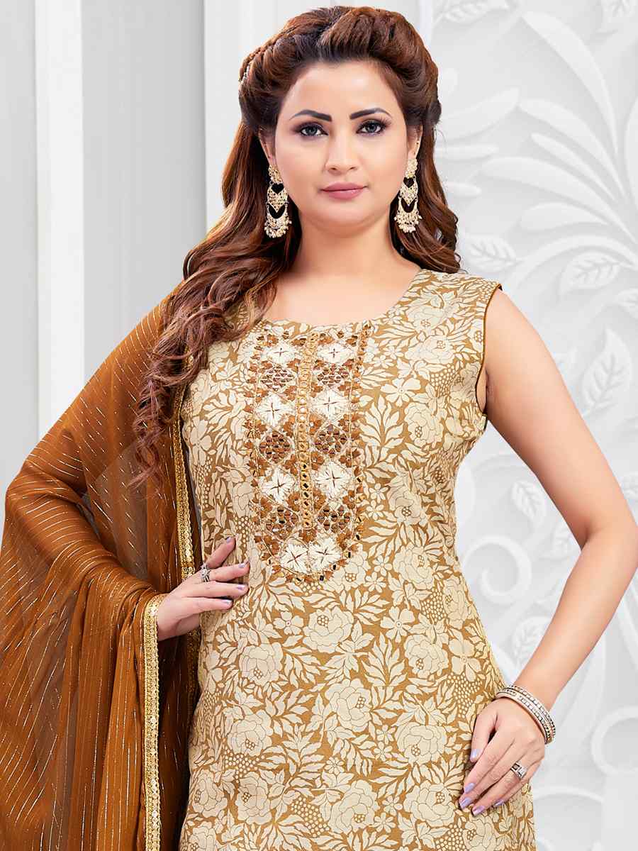 Tassar Chandari Silk Embroidered Festival Casual Pant Salwar Kameez