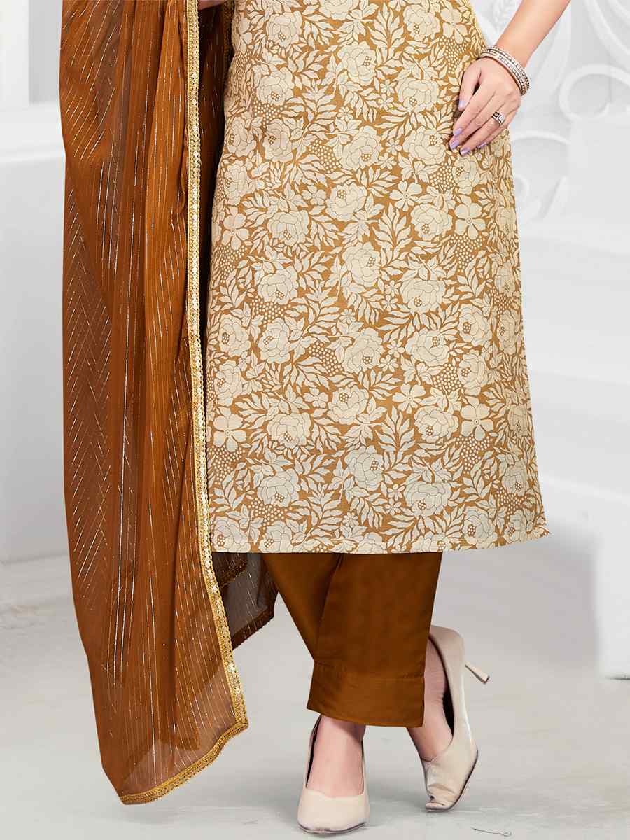 Tassar Chandari Silk Embroidered Festival Casual Pant Salwar Kameez