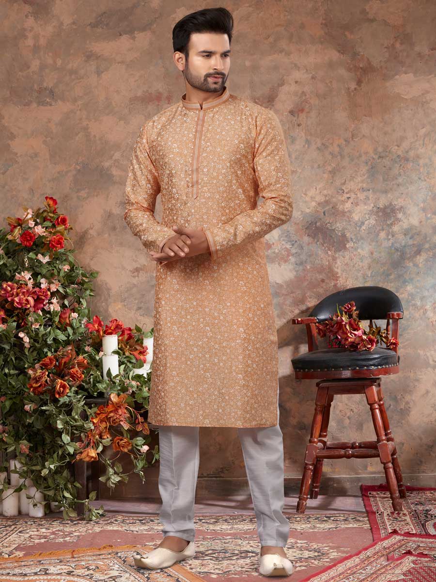 Tea Rose Pink Silk Embroidered Festival Kurta Set