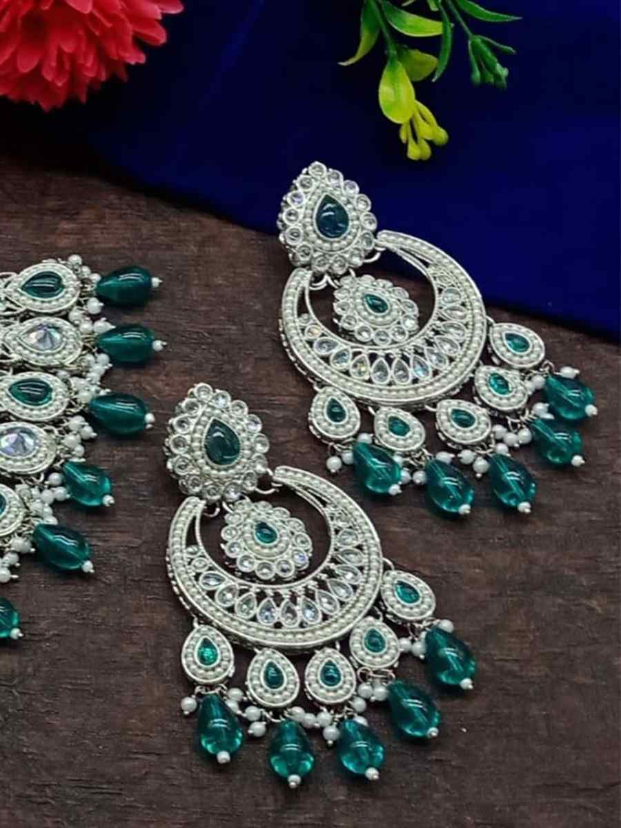 Teal Alloy Metal Festival Wear Kundan Necklace