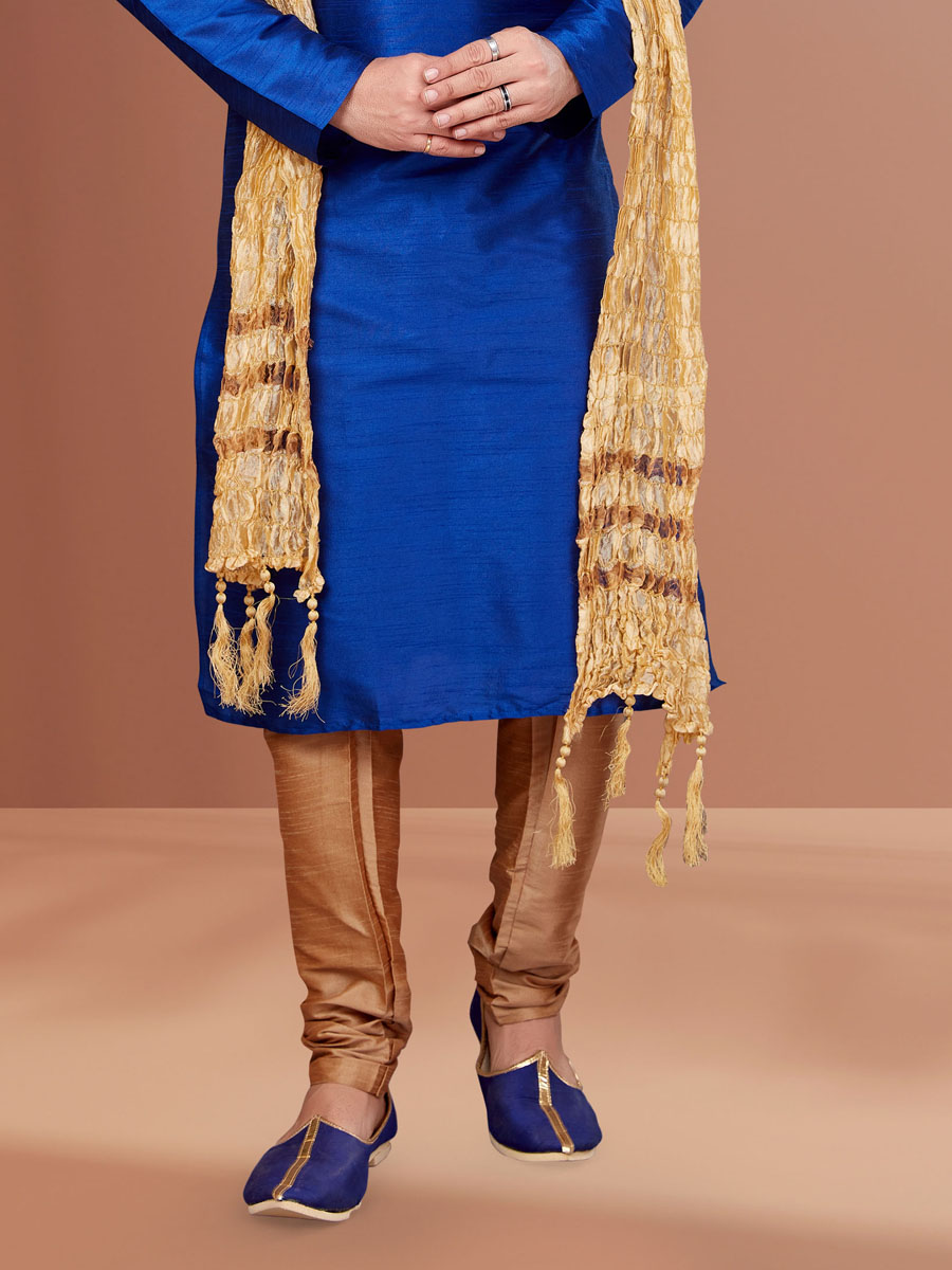 Teal Blue Banarasi Dhupion Woven Festival Kurta