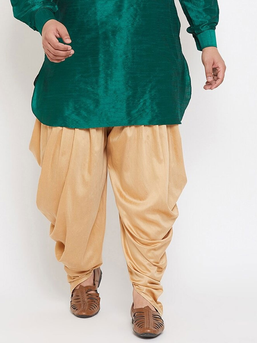 Teal Blue Dupion Silk Festival Plain Kurta