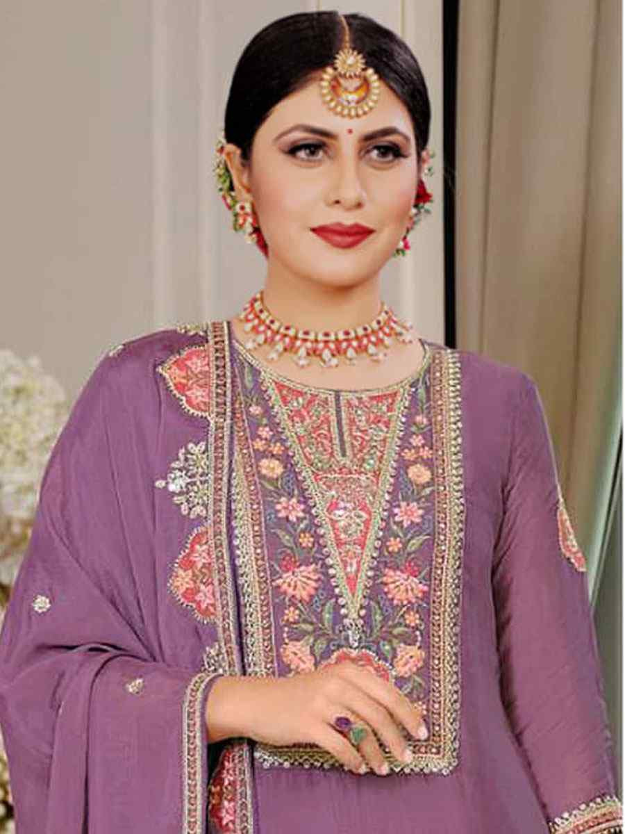 Teal Blue Heavy Chinon Embroidered Festival Wedding Sharara Pant Salwar Kameez