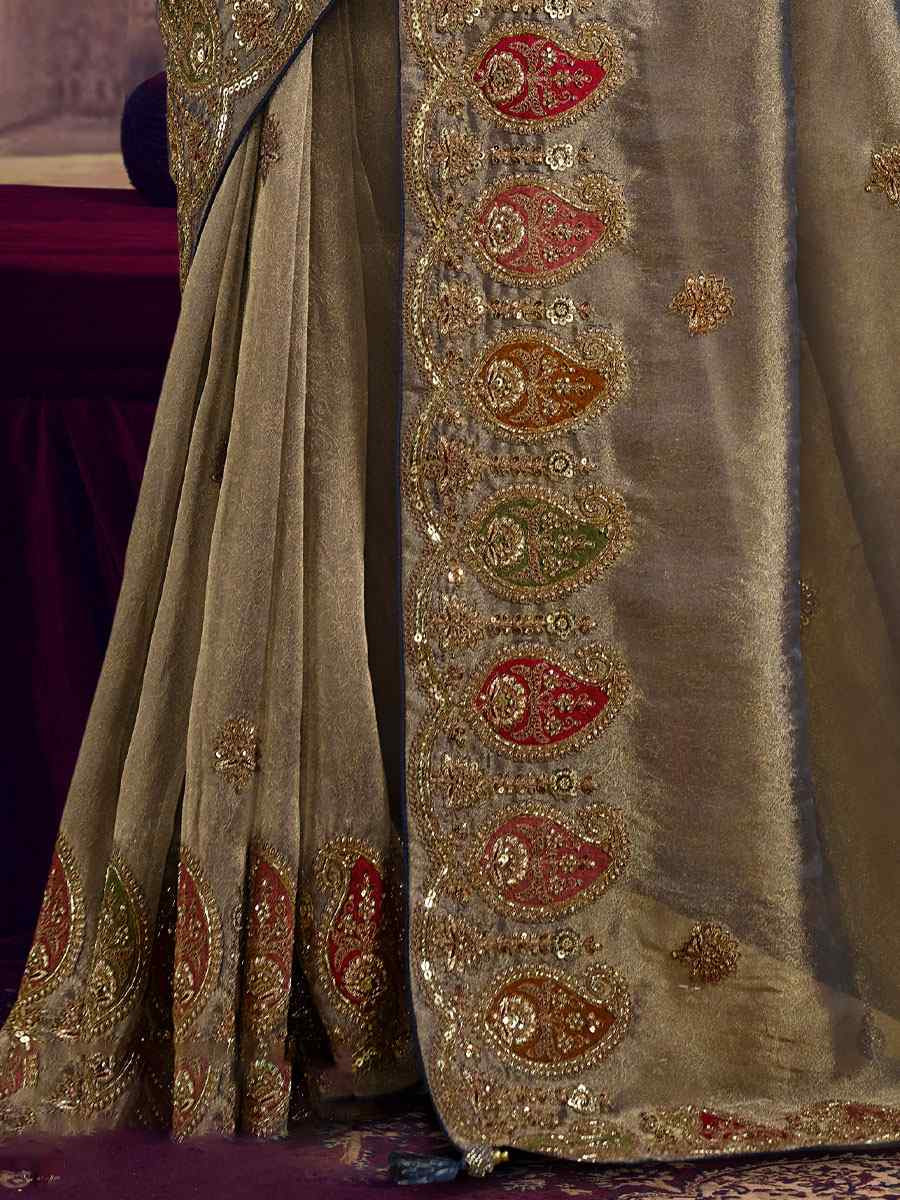 Teal Blue Pure Georgette Embroidery Festival Wedding Fancy Classic Heavy Border Saree