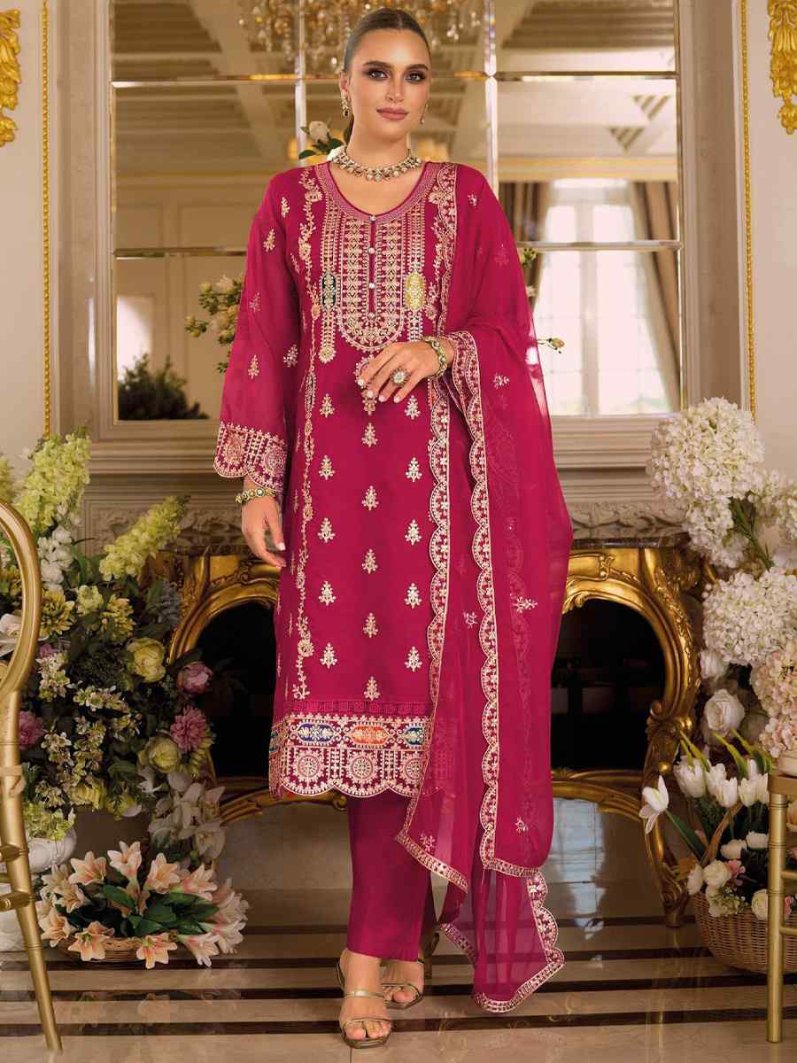 Teal Blue Real Chinon Embroidery Party Wedding Festival Casual Pant Salwar Kameez