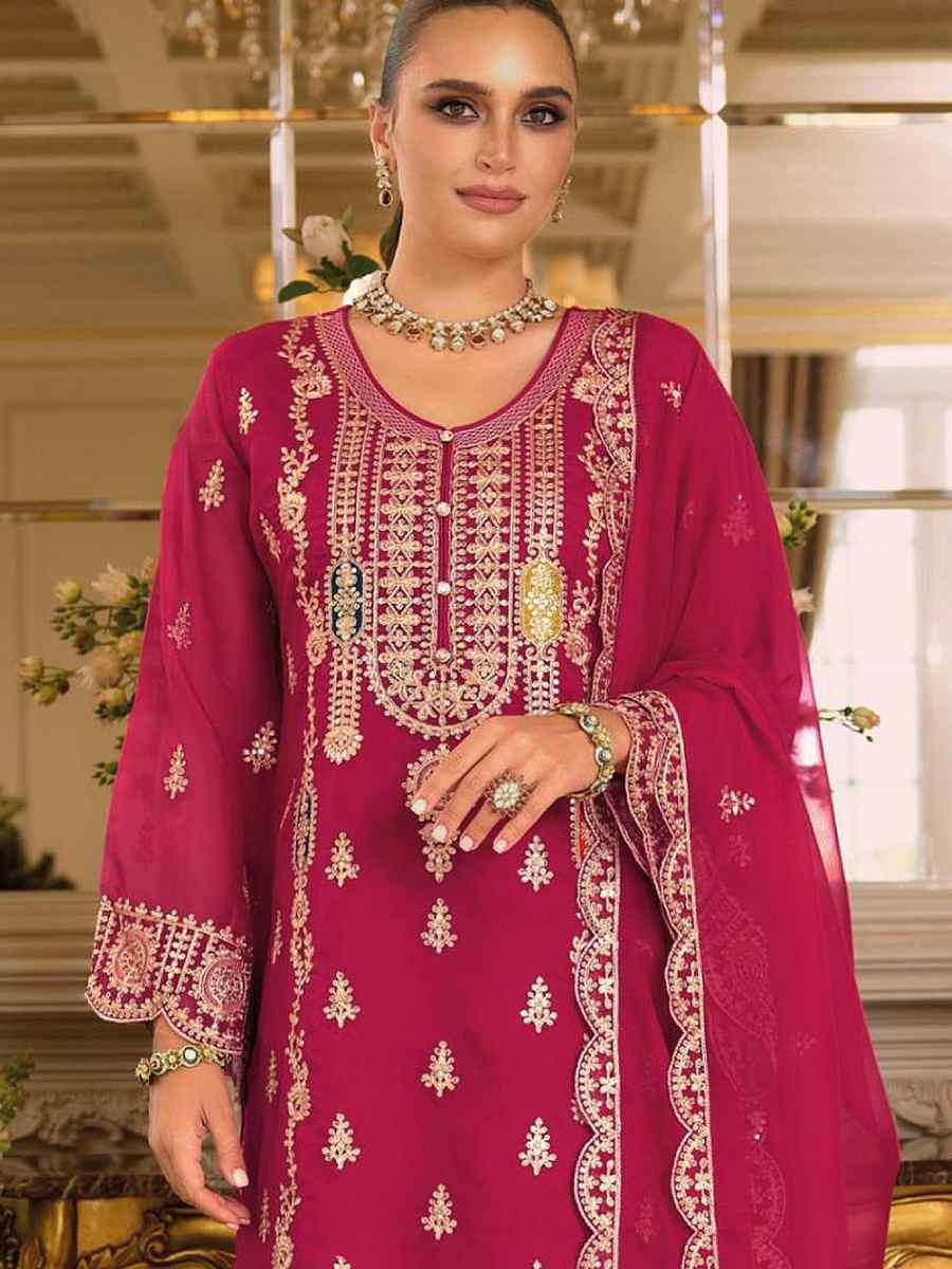Teal Blue Real Chinon Embroidery Party Wedding Festival Casual Pant Salwar Kameez