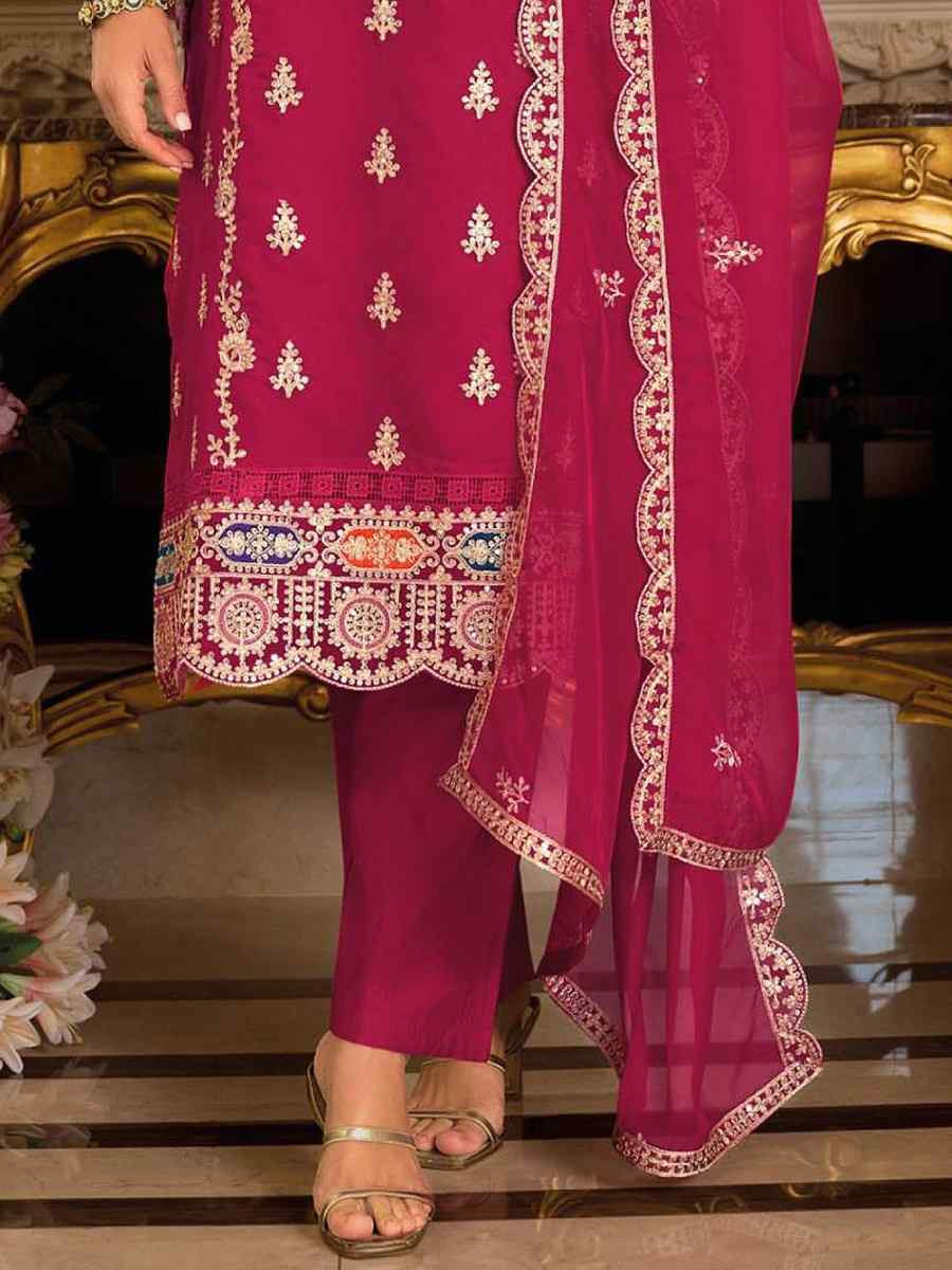 Teal Blue Real Chinon Embroidery Party Wedding Festival Casual Pant Salwar Kameez