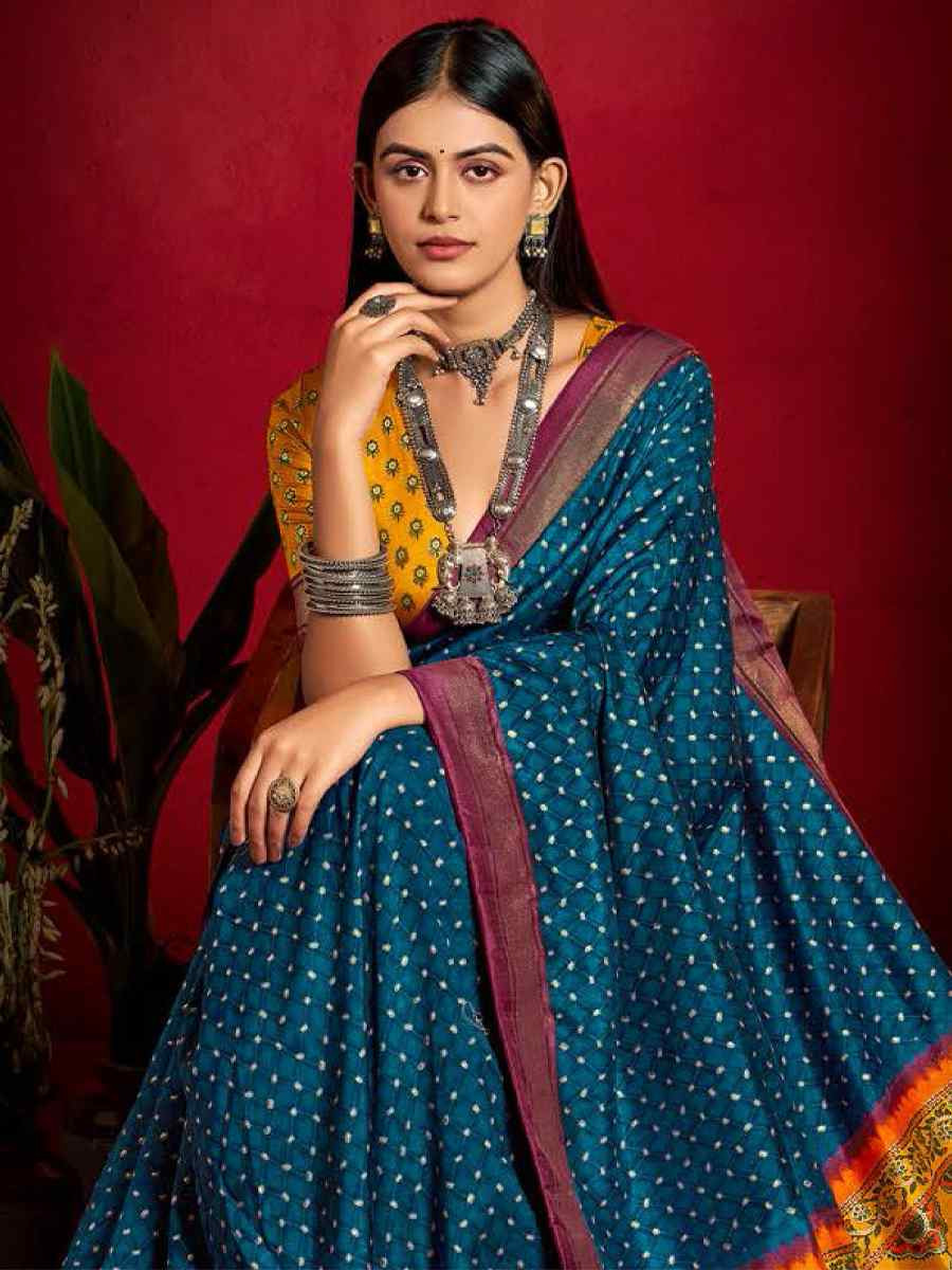 Teal Blue Silk Handwoven Traditional Bridal Reception Festival Wedding Fancy Heavy Border Sarees