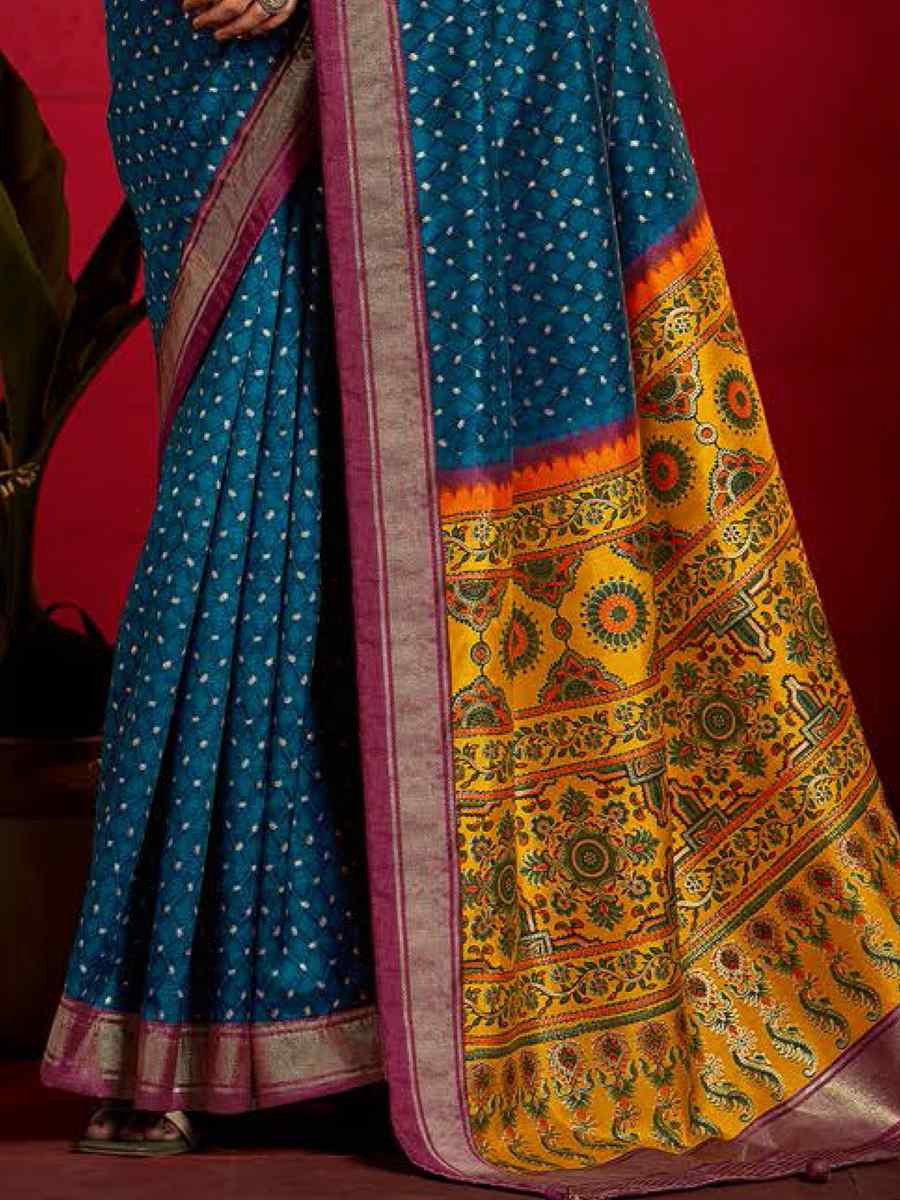 Teal Blue Silk Handwoven Traditional Bridal Reception Festival Wedding Fancy Heavy Border Sarees