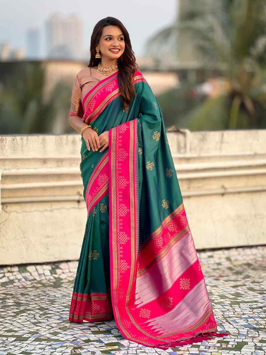 Teal Blue Soft Silk Handwoven Casual Reception Festival Wedding Fancy Classic Style Sarees