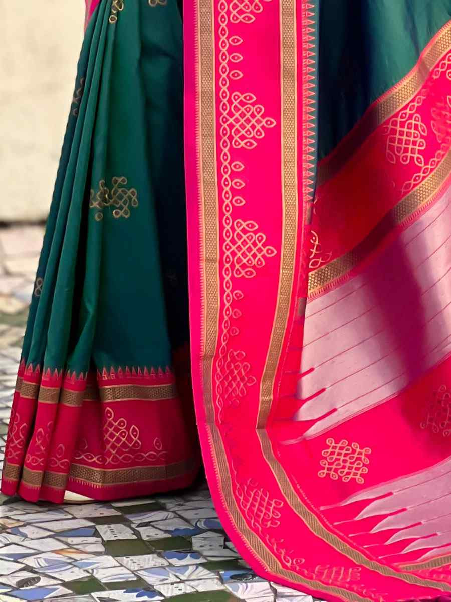 Teal Blue Soft Silk Handwoven Casual Reception Festival Wedding Fancy Classic Style Sarees
