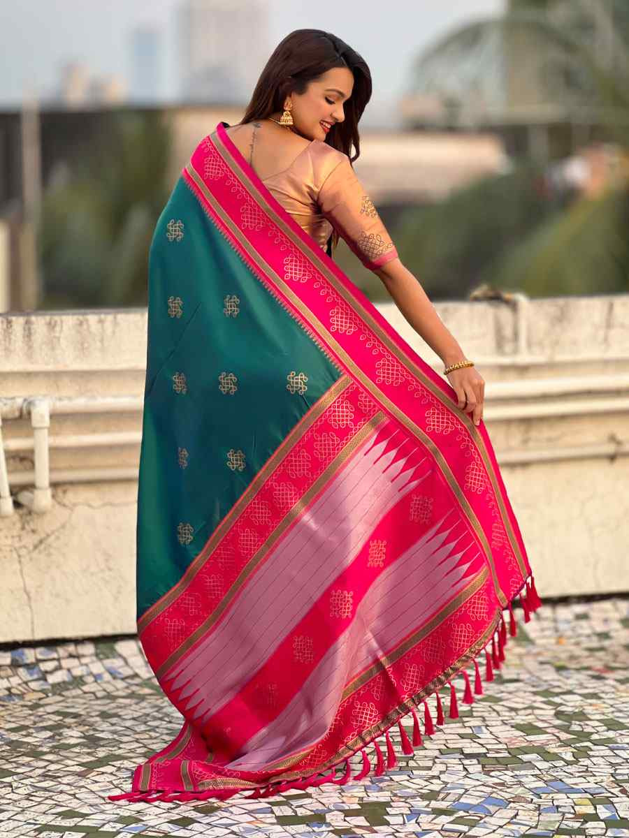 Teal Blue Soft Silk Handwoven Casual Reception Festival Wedding Fancy Classic Style Sarees