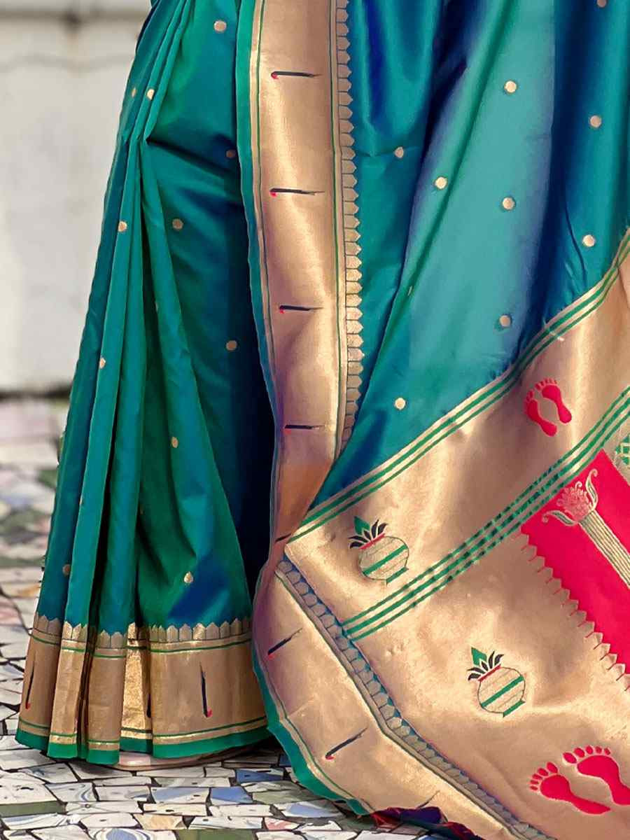Teal Blue Soft Silk Handwoven Casual Reception Festival Wedding Fancy Classic Style Sarees