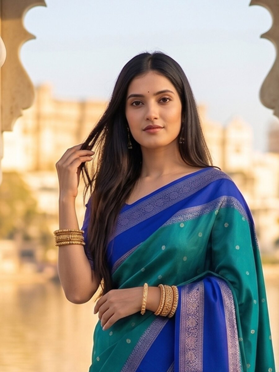 Teal Blue Soft Silk Zari Weaving Wedding Reception Party Festival Casual Heavy Border Sarees