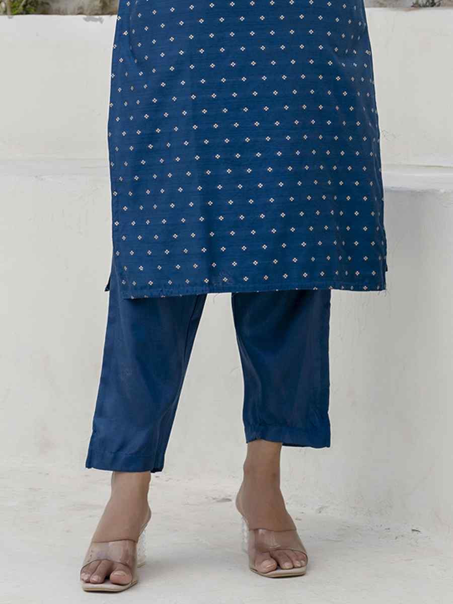 Teal Chanderi Silk Embroidery Party Wedding Festival Casual Ready Pant Salwar Kameez