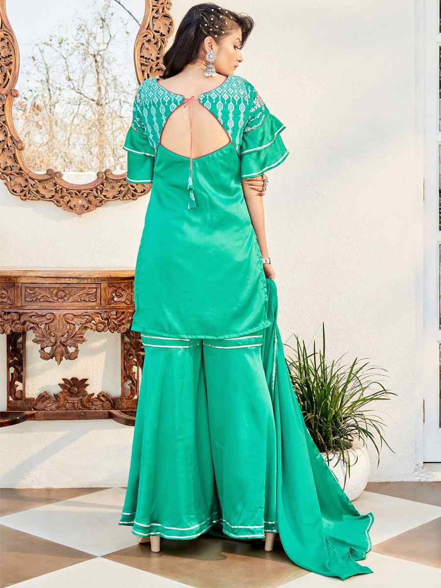 Teal Cotton Handwoven Festival Palazzo Pant Salwar Kameez