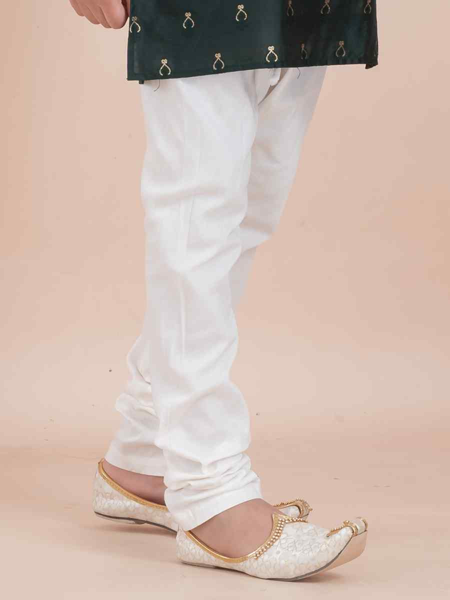 Teal Cotton Self Jacquard Embroidered Festival Traditional Kurta Pyjama Boys Wear