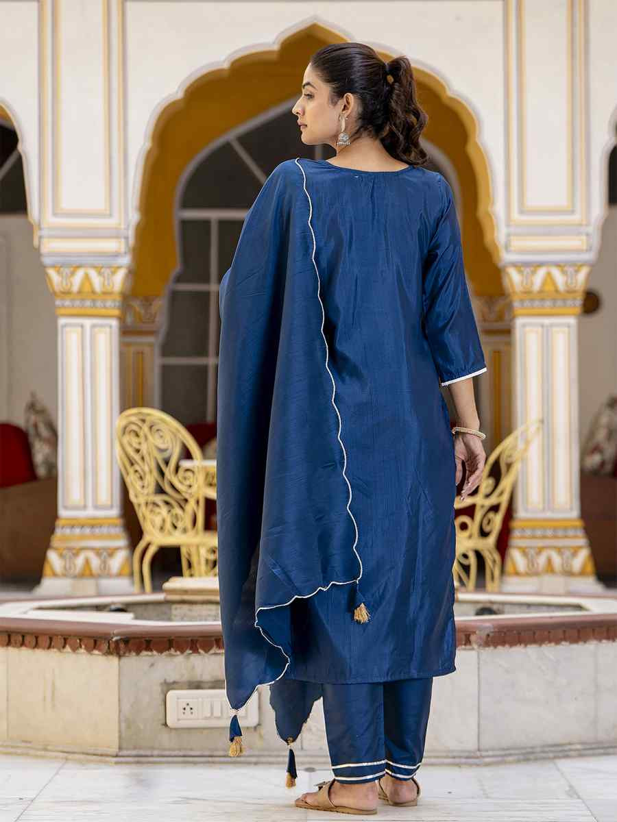 Teal Cotton Silk Blend Embroidery Party Wedding Festival Casual Ready Pant Salwar Kameez