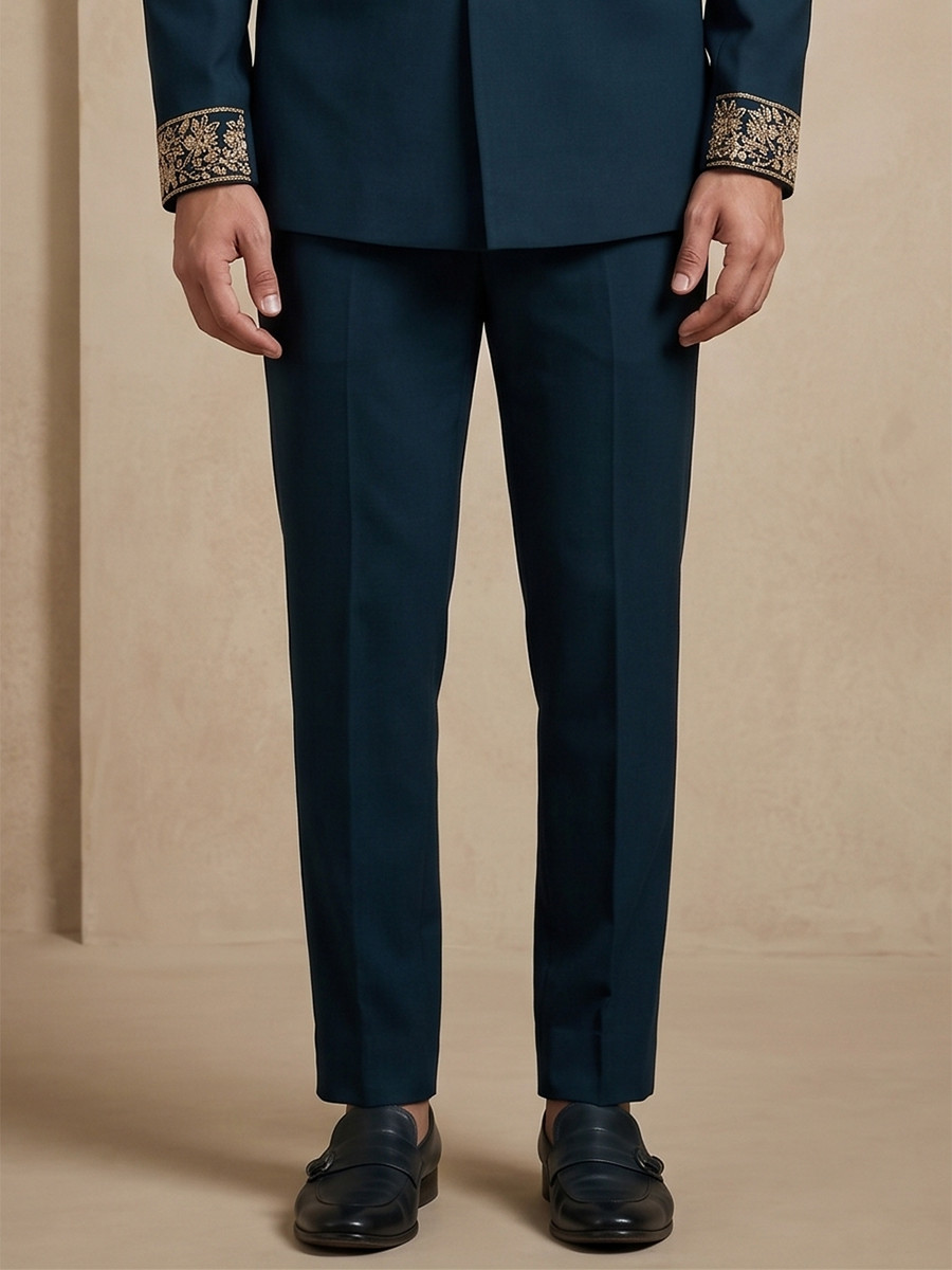 Teal Doniar Satin Embroidery Wedding Party Festival Casual Groom Ready jodhpuri suit