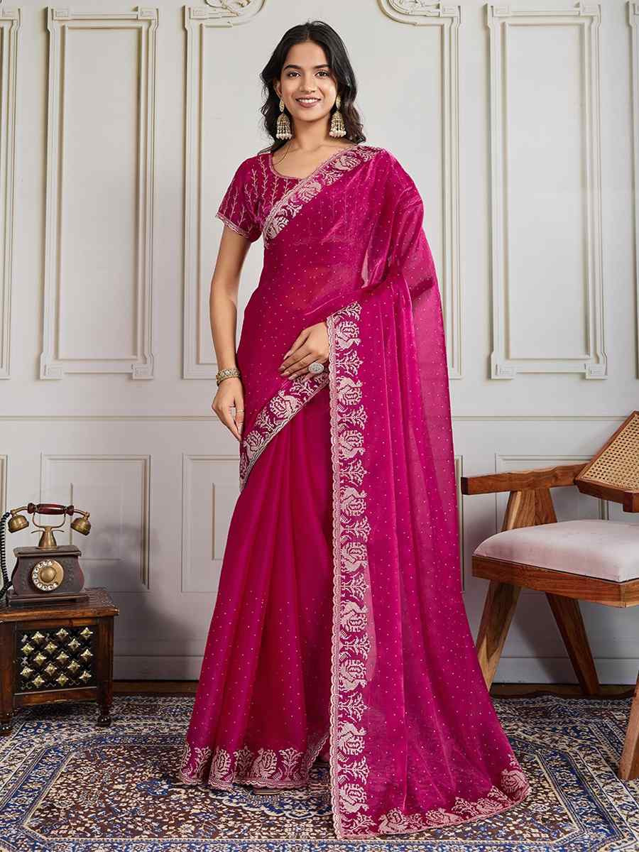 Teal Fendy Chiffon silk Embroidery Traditional Bridal Reception Festival Wedding Fancy Heavy Border Saree