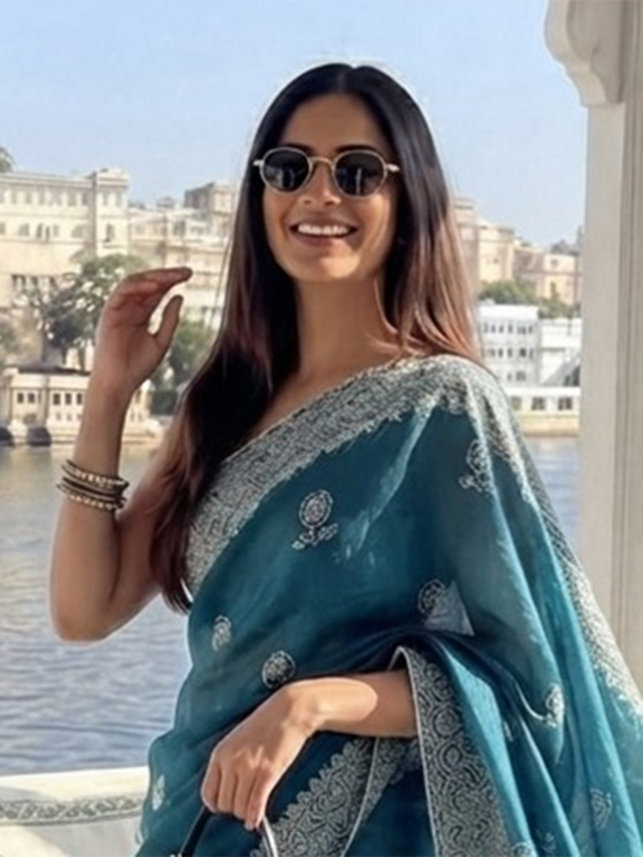 Teal Fendy Chiffon Silk Embroidery Wedding Reception Party Festival Casual Heavy Border Sarees