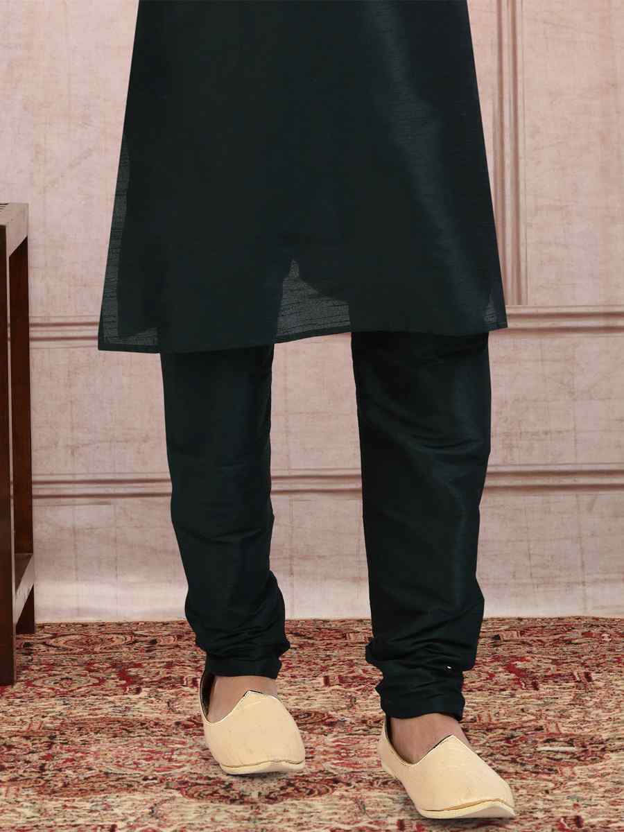 Teal Green Art Banarasi Silk Printed Festival Wedding Sherwani