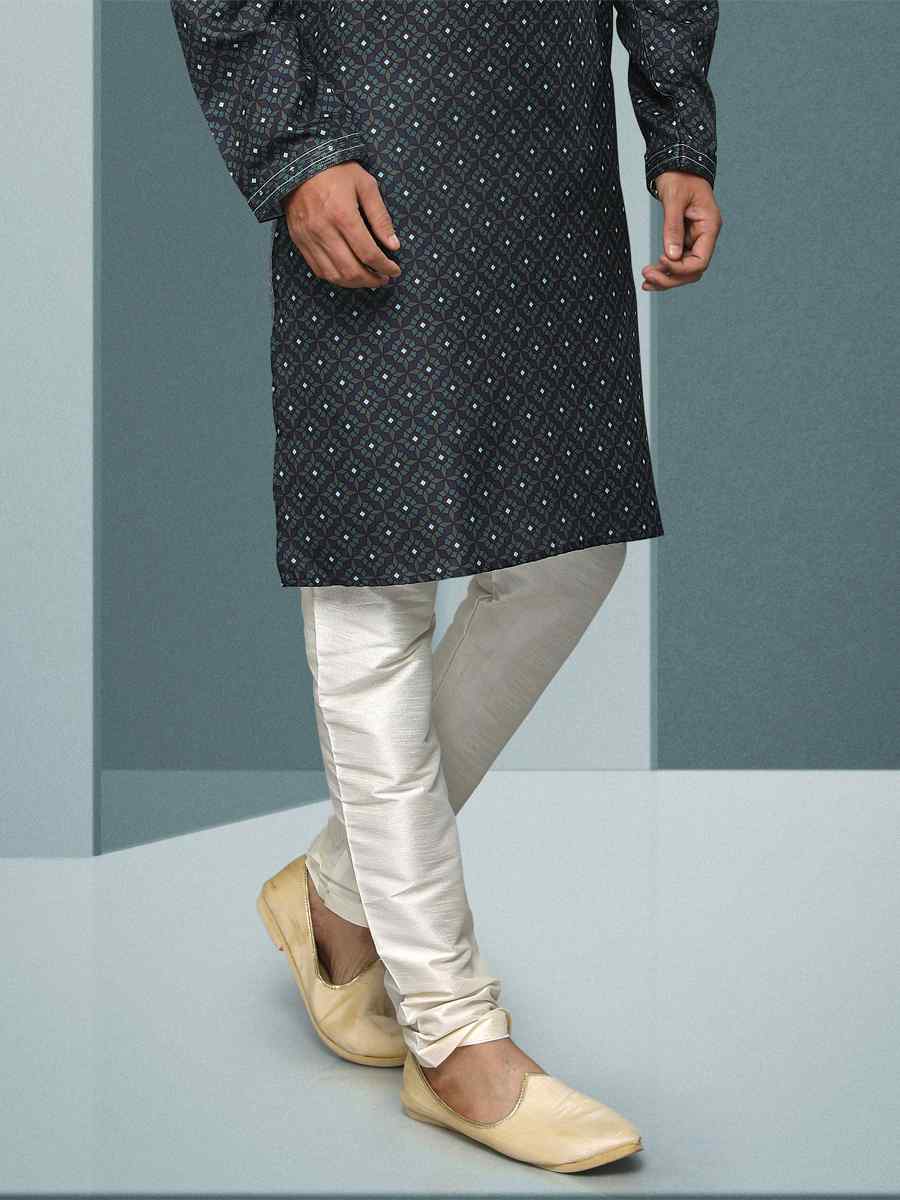 Teal Green Hand Loomed In Rich Yarns Of Cotton Printed Festival Kurta