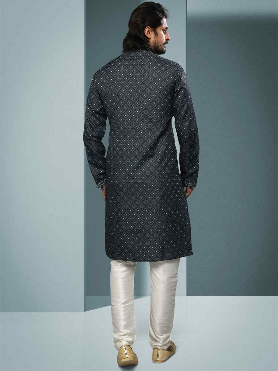 Teal Green Hand Loomed In Rich Yarns Of Cotton Printed Festival Kurta