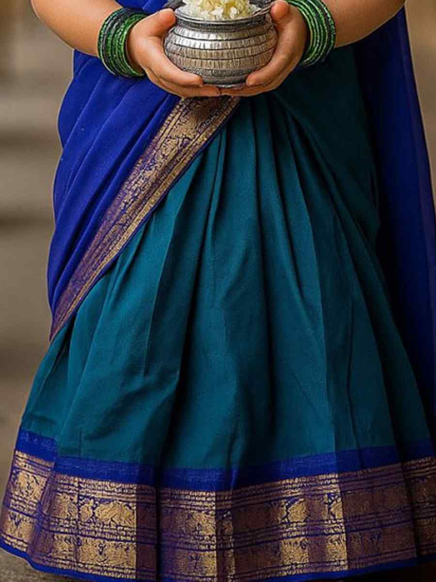 Teal Premium Lichi Silk Brocade Kids Wear Wedding Festival Lehengas Girls Wear