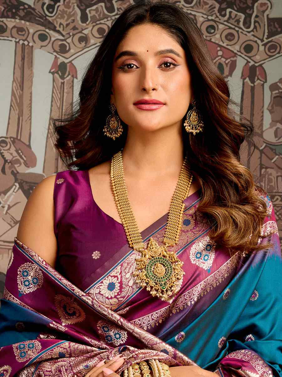 Teal Premium Soft Silk Handwoven Traditional Casual Reception Festival Wedding Fancy Heavy Border Saree