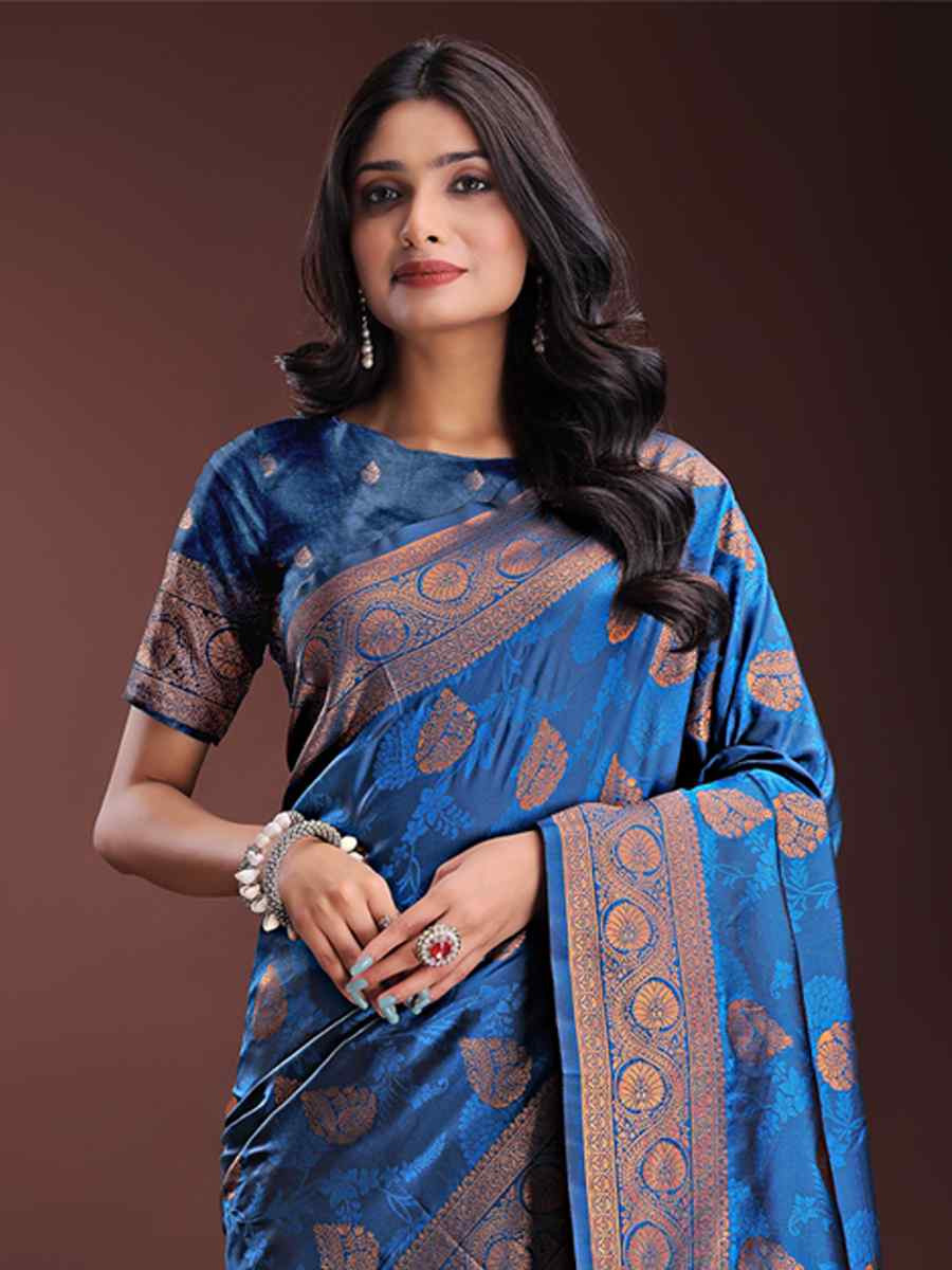 Teal Silk Handwoven Festival Wedding Fancy Heavy Border Saree