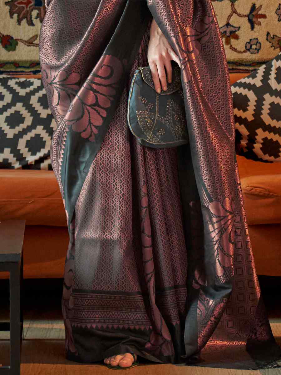 Teal Silk Handwoven Wedding Festival Heavy Border Saree
