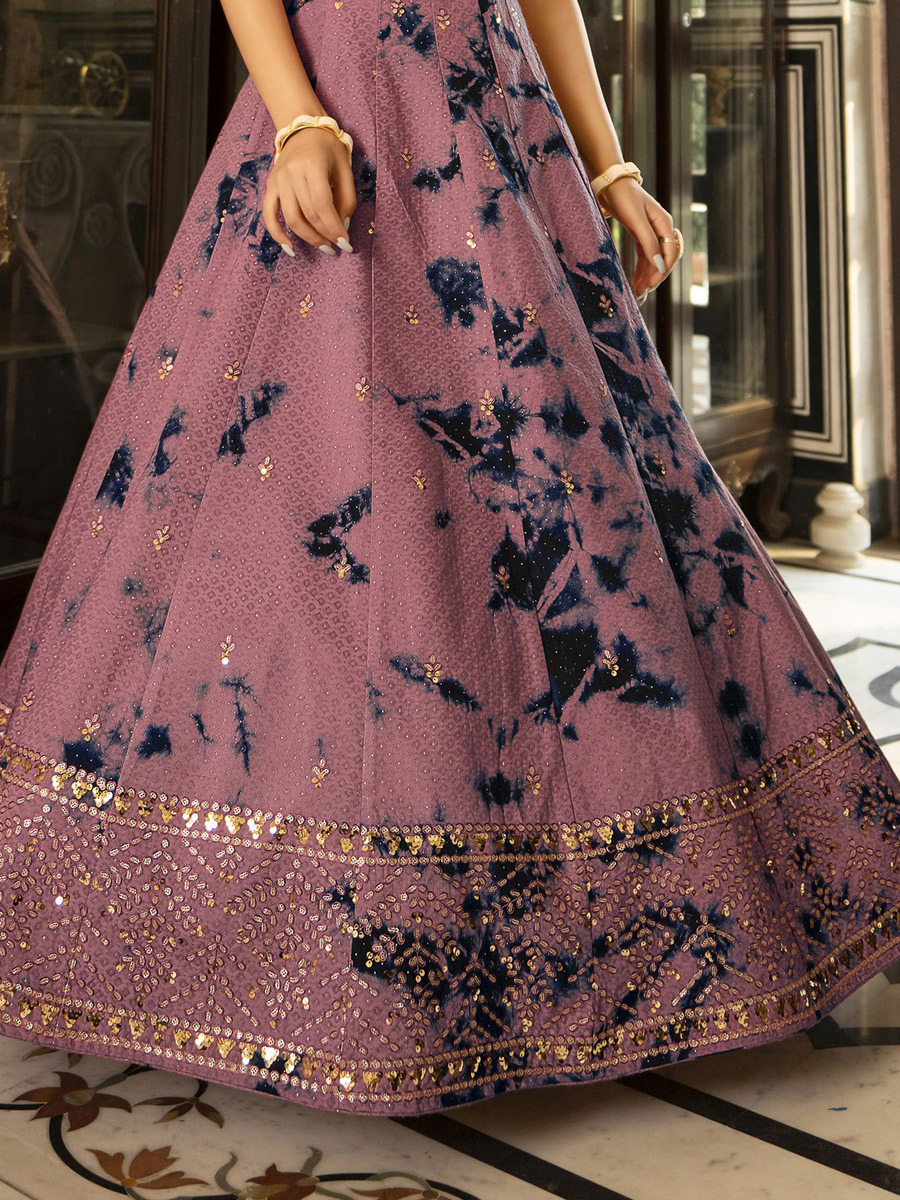 Thistle Violet Cotton Embroidered Party Gown