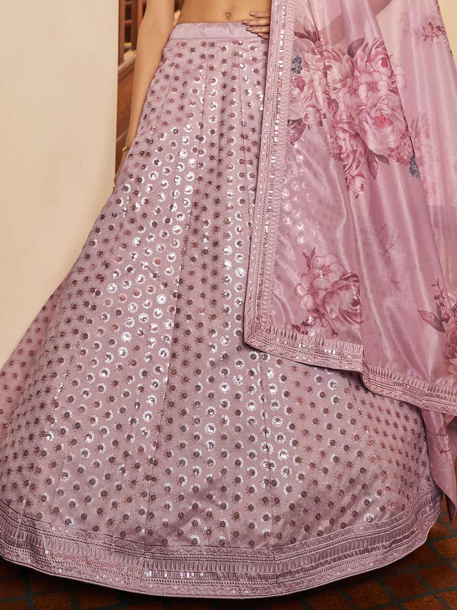 Thulian Pink Art Silk Embroidered Party Lehenga Choli