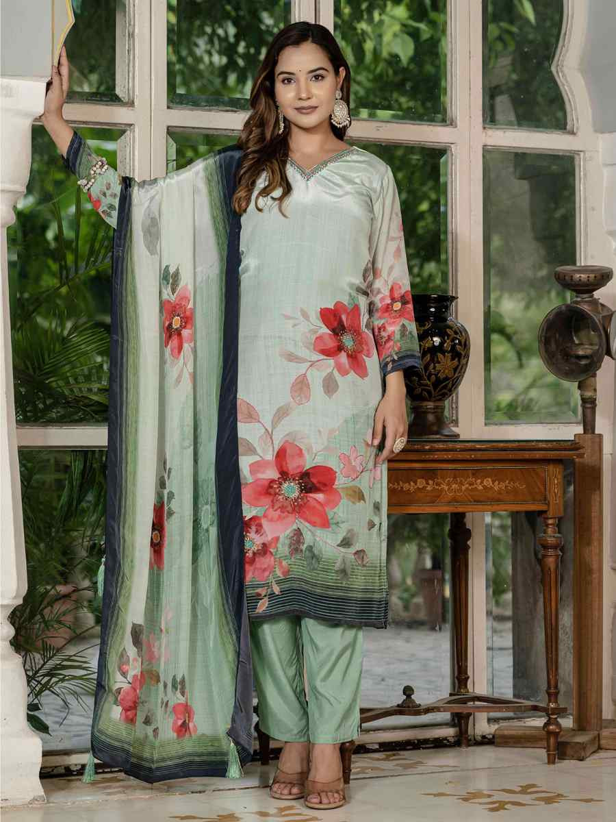 Tile Silk Printed Embroidery Party Wedding Festival Casual Ready Pant Salwar Kameez