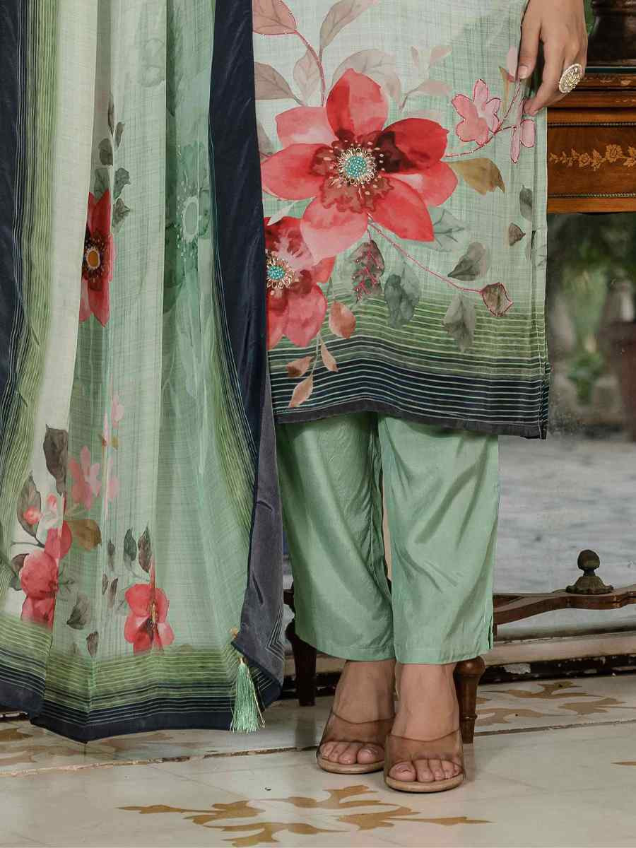 Tile Silk Printed Embroidery Party Wedding Festival Casual Ready Pant Salwar Kameez