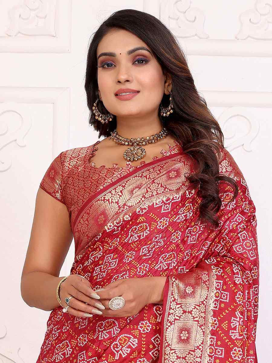 Tomato Red Soft Satin Silk Handwoven Festival Wedding Fancy Heavy Border Saree